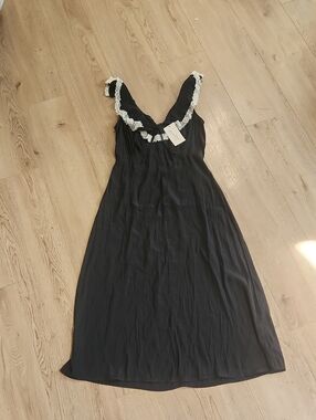 NWT Universal Thread Black Dress with White Lace Trim
